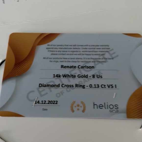 14K WHITE GOLD HELIOS DIAMOND CROSS RING - Picture 16 of 16